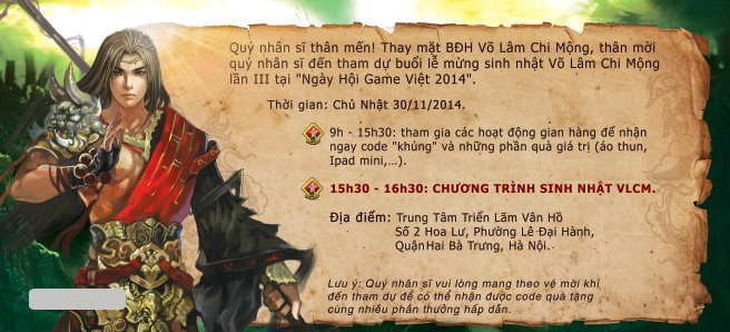 Webgame nhập vai Võ Lâm Chi Mộng - Tam Niên Chi Mộng - Miền Bắc